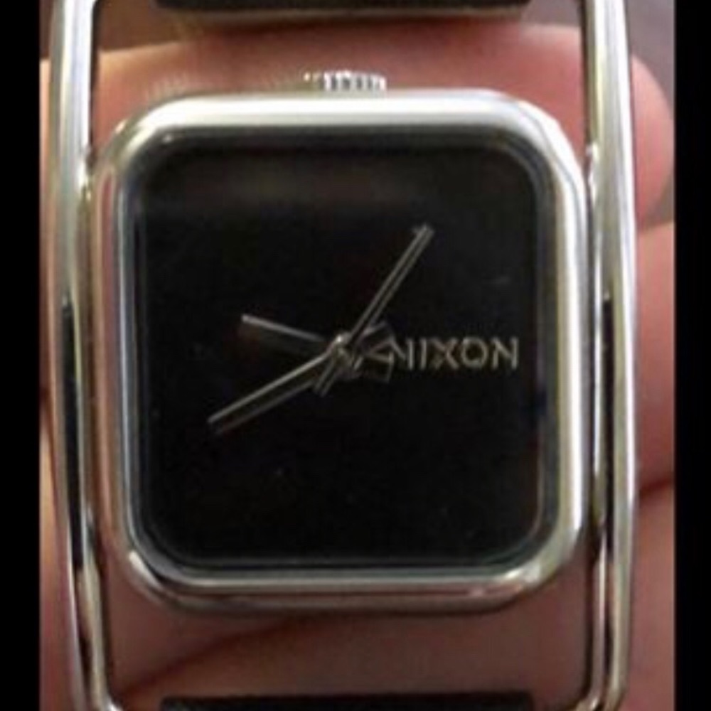 Women's black leather Nixon watch